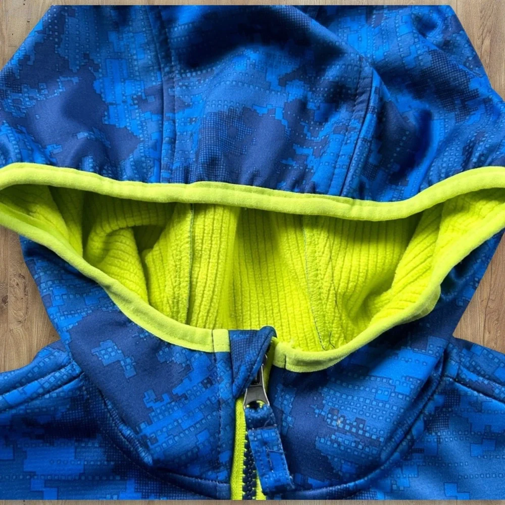 Boys Free Country Waterproof Blue Camo Zippered Hooded Jacket 14/16